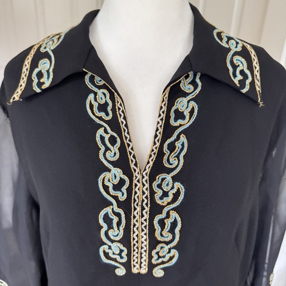 Paris Woman Blouse‎ Made in France Passage Jouffroy Boutique Embroidered Top XL - Picture 2 of 12